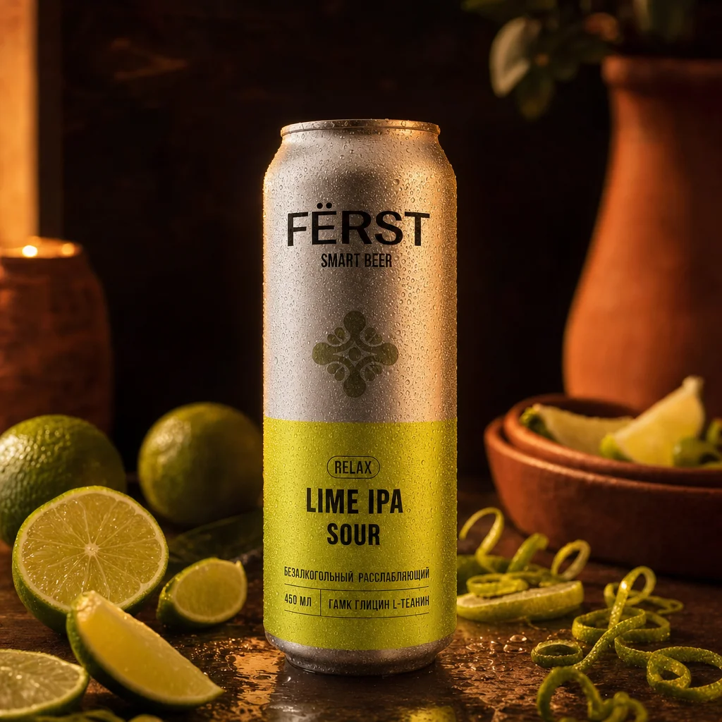 FËRST Relax Lime IPA — банка со свежими лаймами